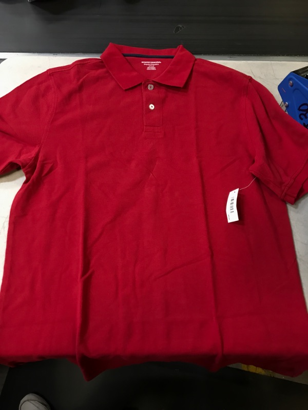 Photo 2 of Amazon Essentials Men's Regular-Fit Cotton Pique Polo Shirt Small Red