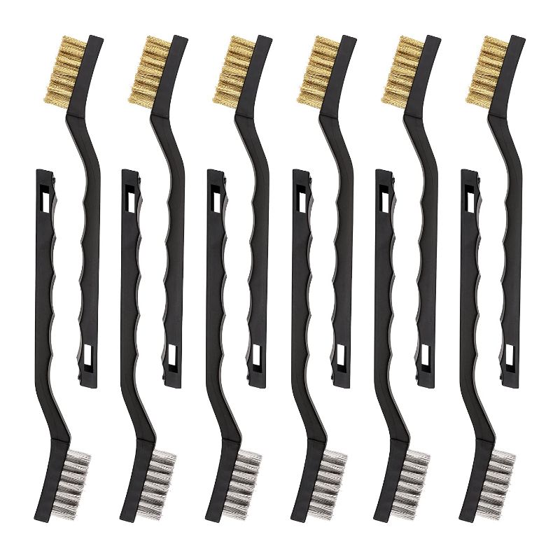 Photo 1 of Amazon Basics Stainless Steel and Brass Mini Wire Brush, 12-Pack