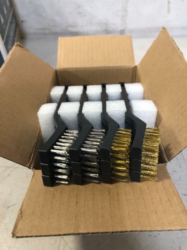 Photo 1 of Amazon Basics Stainless Steel and Brass Mini Wire Brush, 12-Pack