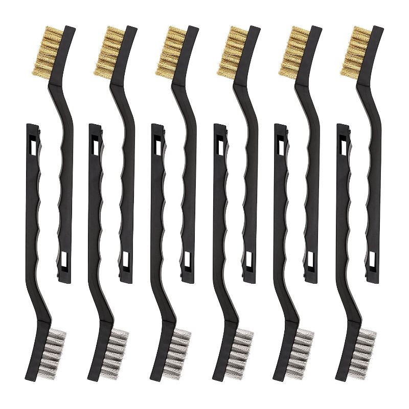 Photo 1 of Amazon Basics Stainless Steel and Brass Mini Wire Brush, 12-Pack
