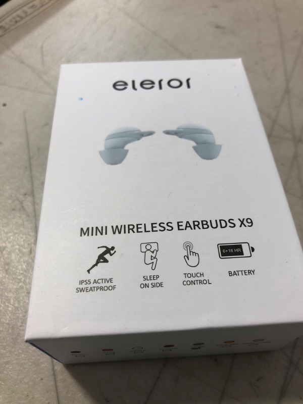 Photo 2 of eleror Mini Wireless Earbuds X9, Small Bluetooth Earphones Headset Streaming Music from Cellphone for Sleep on Side, Running, Workout, Travel, Handsfree for iPhone & Samsung Phones(Gray)