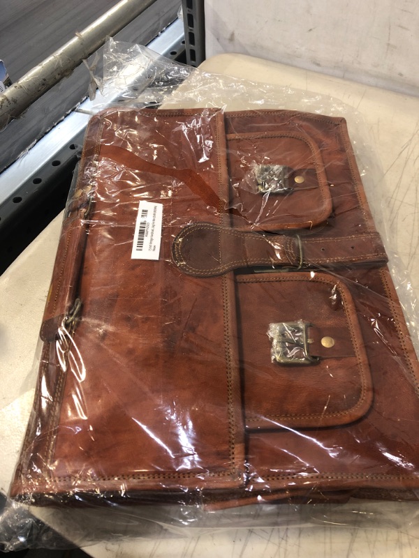Photo 2 of 15 Inch Vintage Handmade Leather Messenger Bag Laptop Briefcase Computer Satchel bag For Men (DARK BROWN)