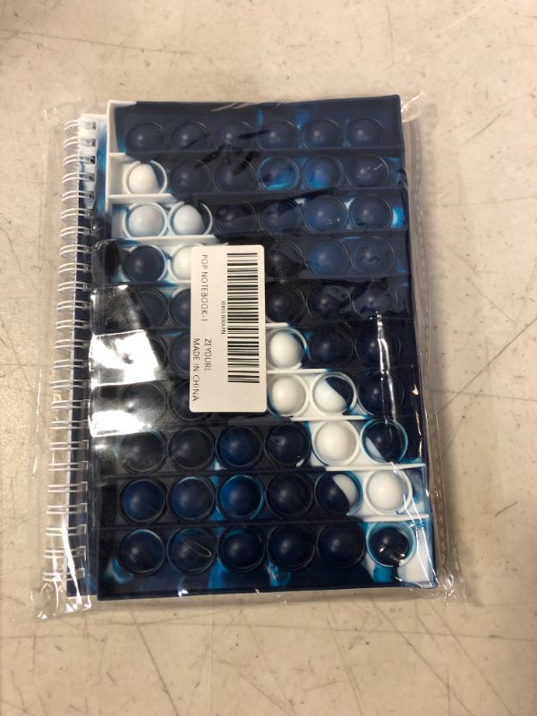 Photo 1 of Fidget Notebook, Fidget Spiral Notebook, Push Pop Bubble Fidget Sensory Toy Stress Reliever Stationery, Composition Notebooks Portable for School Office Notebook Kids School Gifts Navy Blue Notebook