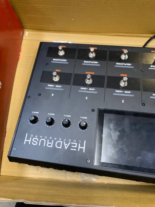 Photo 10 of HeadRush Looperboard | 4-In/4-Out Looper with Intelligent Time-Stretch, Built-In FX, 7-inch Touchscreen, SD Card input, Click Track and Quantization, 300 Built-in Loops and USB Audio Connectivity --- Box Packaging Damaged, Minor Use, Missing Power Cord, C