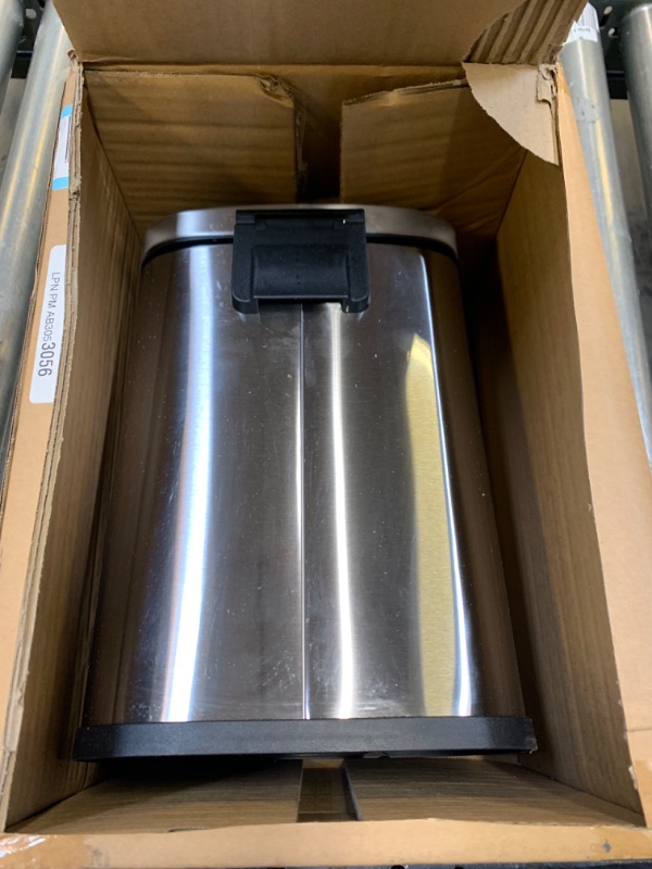 Photo 1 of Amazon Basics 5 Liter / 1.3 Gallon Soft-Close, Smudge Resistant Trash Can with Foot Pedal - Brushed Stainless Steel, Satin Nickel Finish 5L / 1.3 Gallon