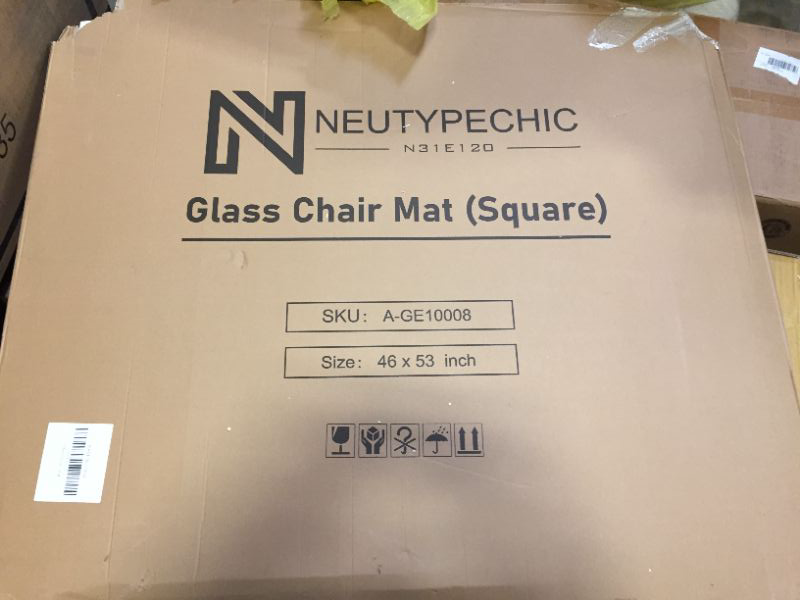 Photo 1 of NeuType Glass Chair Mat, Tempered Glass Office Chair Mat for Carpet or Hardwood Floor - Effortless Rolling, Easy to Clean, Best for Your Home or Office Floor (46" x 53" x 1/4", Transparent)
