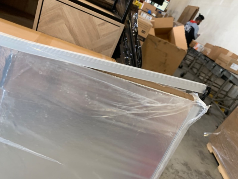 Photo 6 of VIZ-PRO Dry Erase Board/Magnetic Whiteboard, 8' x 4', Silver Aluminum Frame 96 X 48 Inches --- Box Packaging Damaged, Item is New, Damage on Corner, ITem has Bend in it, Damage Shown in Pictures