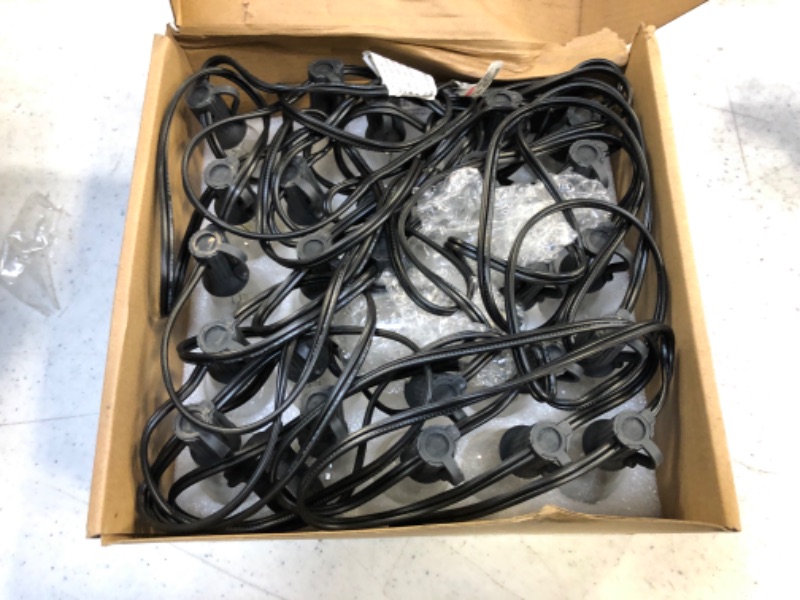 Photo 1 of 25Ft Outdoor String Lights with 27 Edison Bulbs (2 Spare), Waterproof Connectable ST35 String Light for Backyard Porch Balcony Party Decoration, E12 Socket Base, Black Wire 25 Ft St35 Black