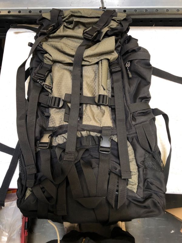 Photo 2 of Amazon Basics Internal Frame Hiking Backpack with Rainfly 65L