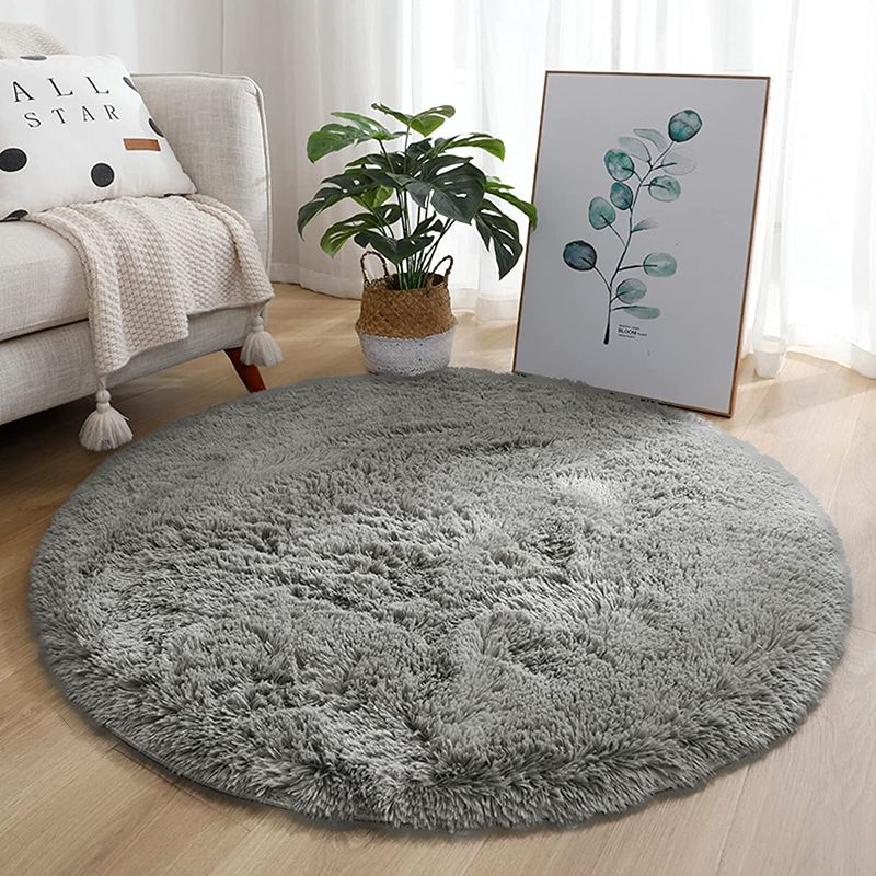 Photo 1 of  4x4 Soft Round Area Rug for Bedroom Modern Fluffy Circle Rug