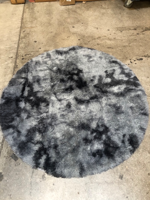 Photo 2 of  4x4 Soft Round Area Rug for Bedroom Modern Fluffy Circle Rug