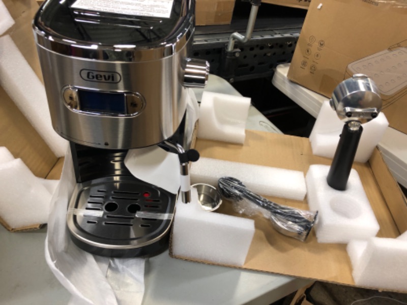 Photo 1 of **Gevi Espresso Machines 20 Bar Fast Heating Cappuccino Machine with Milk Frother for Espresso, Latte and Mocha, 1.2L Water Tank, Black, 1350W