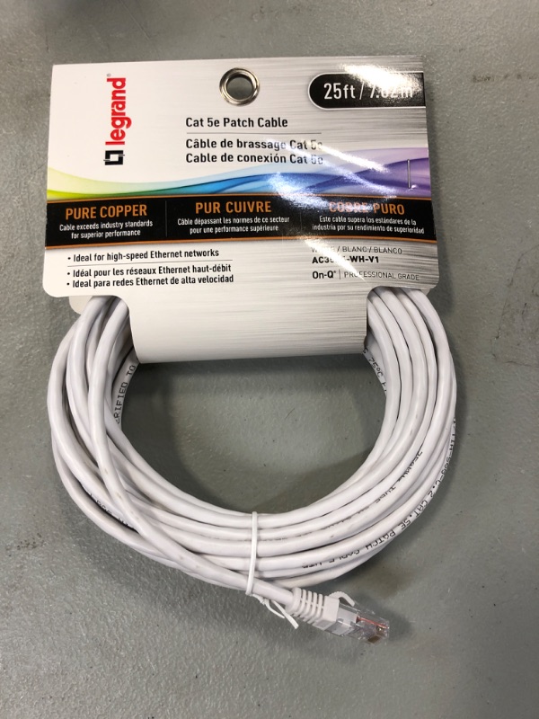 Photo 2 of On-Q 25 ft Cat 5e Patch Cable, White