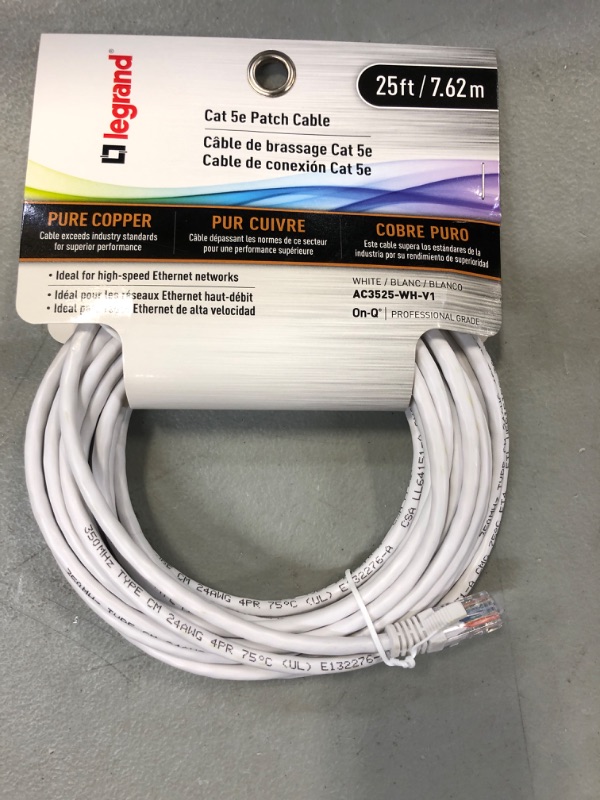 Photo 2 of On-Q 25 ft Cat 5e Patch Cable, White