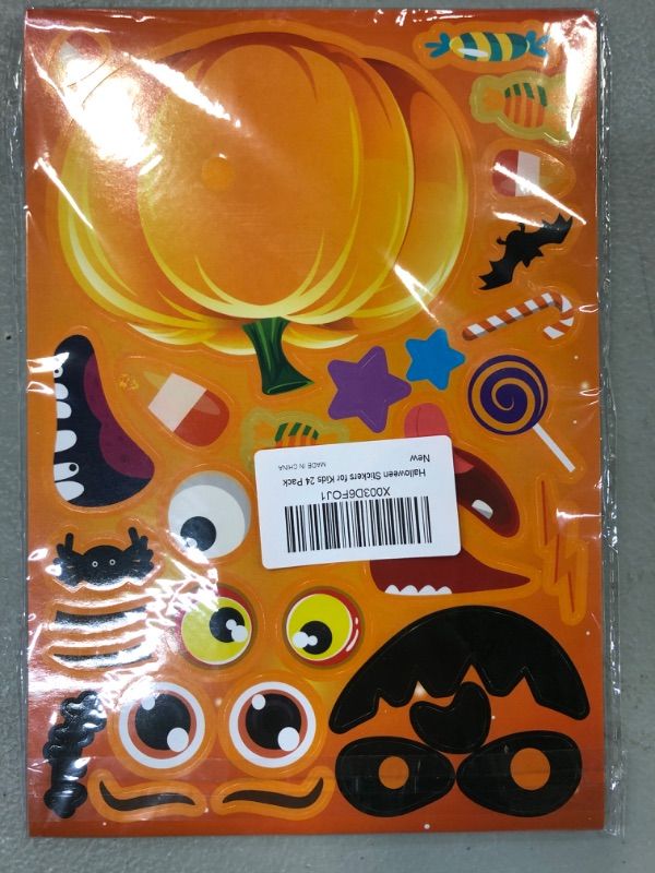 Photo 2 of 24 Sheets Halloween Stickers Halloween Favors for Kids, Make Your Own Halloween Stickers, Halloween Crafts for Kids Halloween Party Games Stickers, Trick or Treat Halloween Party Supplies