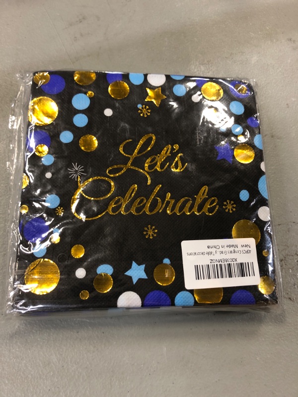 Photo 2 of 40PCS Congrats Grad Napkins for Graduation Party Supplies Black Congratulate Graduation Themed Luncheon Cocktail Paper Napkins Disposable Graduation Party Table decorations