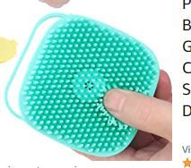 Photo 1 of  Dog Bath Brush Comb Silicone Rubber Dog Grooming Brush Silicone Puppy Massage Brush Hair Fur Grooming Cleaning Brush Soft Shampoo Dispenser (Green)