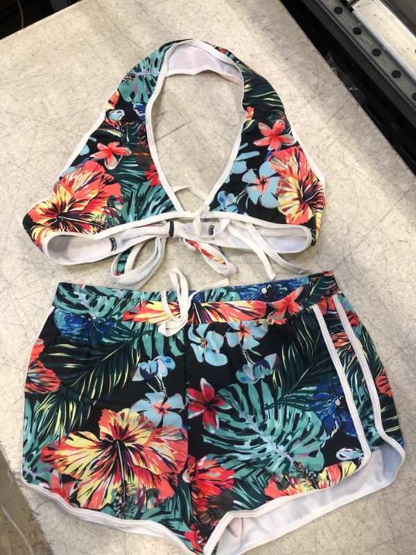 Photo 1 of 2 Piece Top and Women Summer Board Shorts Tropical Beach Swim Shorts --Size Medium 