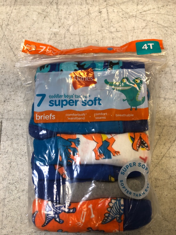 Photo 2 of Hanes Boys' Tagless Super Soft Briefs 7-Pack 4T Print and Solid Assorted-- Size 4T