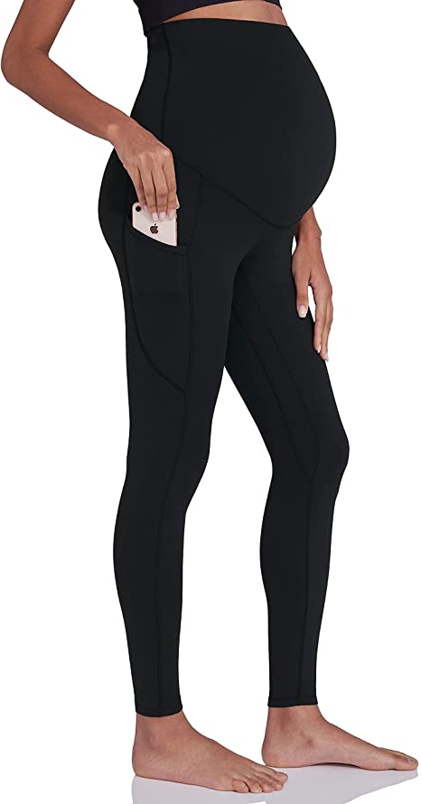 Photo 1 of  Enerful Women's Maternity Workout Leggings Over The Belly Pregnancy Active Wear Athletic Soft Yoga Pants with Pockets - Size Large