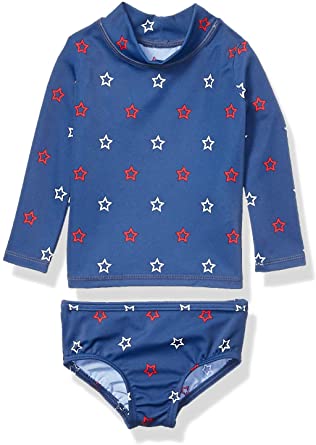 Photo 1 of Amazon Essentials Baby Girls' UPF 50+ 2-Piece Long-Sleeve Rash Guard Set- Size 24