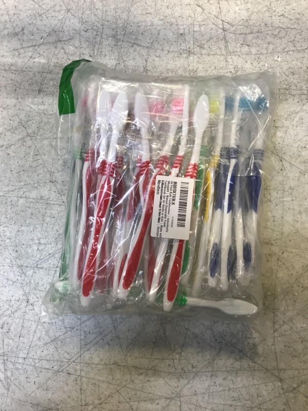 Photo 2 of 50 Pack Bulk Toothbrushes | Individually Wrapped | Manual Disposable Travel Toothbrush Set for Adults or Kids | Made with a Medium-Soft Large Brush Head | Multiple Colors to Choose From! | Oral Set
