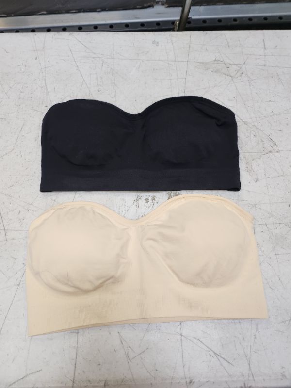 Photo 1 of  Strapless Bra for Women Non-Slip Silicone Padded Bandeau Bra Wireless Tube Top Bra M