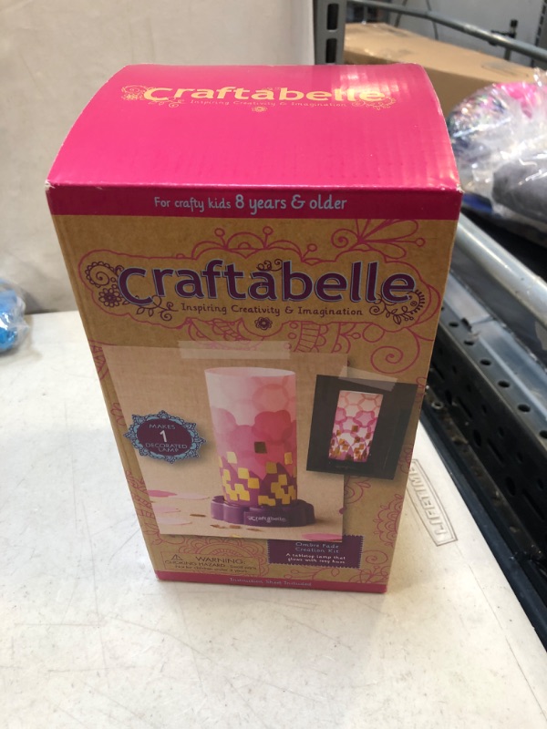 Photo 1 of Craftabelle – Ombre Fade Creation Kit – Lampshade Decorating Kit – 323pc LED Lamp Set with Fabric & Accessories – DIY Arts & Crafts for Kids Aged 8 Years + FCATORY SEALED