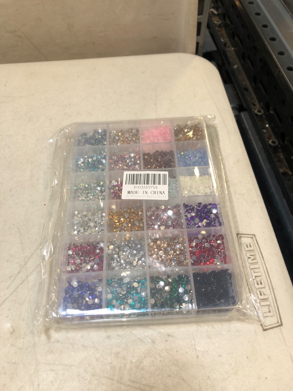 Photo 2 of 3500PCS Rhinestones Flat Back Gems 24 Grids 3D Nail Art Supplies AB Resin Rhinestone Fluorescent Design Acrylic Accessories DIY Decorations Grinch Kit Eye Face Nail Decals Jewelry Charms