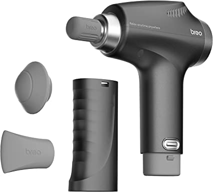 Photo 1 of Breo Massage Gun, Deep Tissue Percussion Muscle Massager with Extension Handle, Quiet & Lightweight, 5 Speeds & 3 Heads for Sore Muscles & Stiffness Relief, Neck & Back Relaxation, Sports
