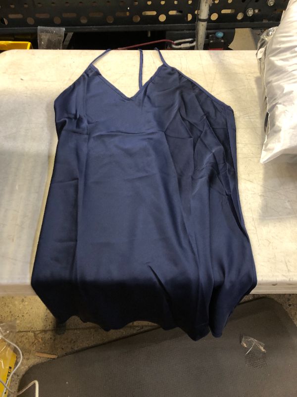 Photo 4 of Kaei&Shi Silky Satin Nightie,Backless Lingerie For Women,Loose Sleepwear,Mini Nightgown,Spaghetti Strap Chemise Navy Blue , SIZE L 