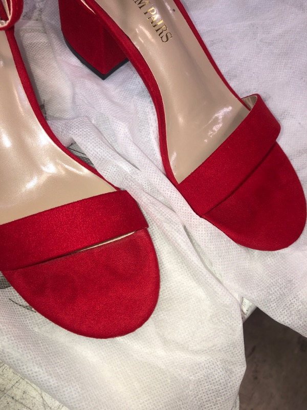 Photo 2 of 5.5 WOMEN'S LOW CHUNKY RED SUEDE HEELS 