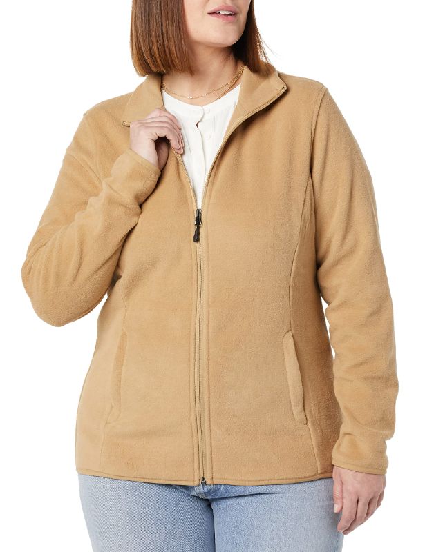 Photo 1 of Amazon Essentials Women's Classic-Fit Long-Sleeve Full-Zip Polar Soft Fleece Jacket Polyester Camel large  ----FACTORY SEALED-----