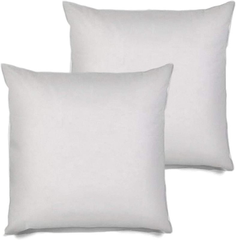 Photo 1 of  2 Pack Pillow Insert 18X18 Hypoallergenic Square Form Sham Stuffer Standard White Polyester Decorative Euro Throw Pillow Inserts for Sofa Bed - Made in USA (Set of 2) - Machine Washable and Dry