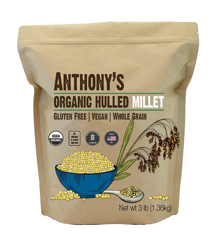 Photo 1 of Anthony's Organic Hulled Millet, 3 lb, Gluten Free, Raw & Grown in USA- BEST BY 02/11/2023
