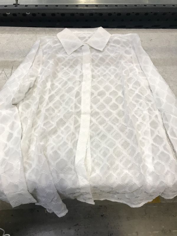 Photo 1 of  Women's Sheer Mesh Long Sleeve Button Shirts See Through Blouses- SIZE S 

