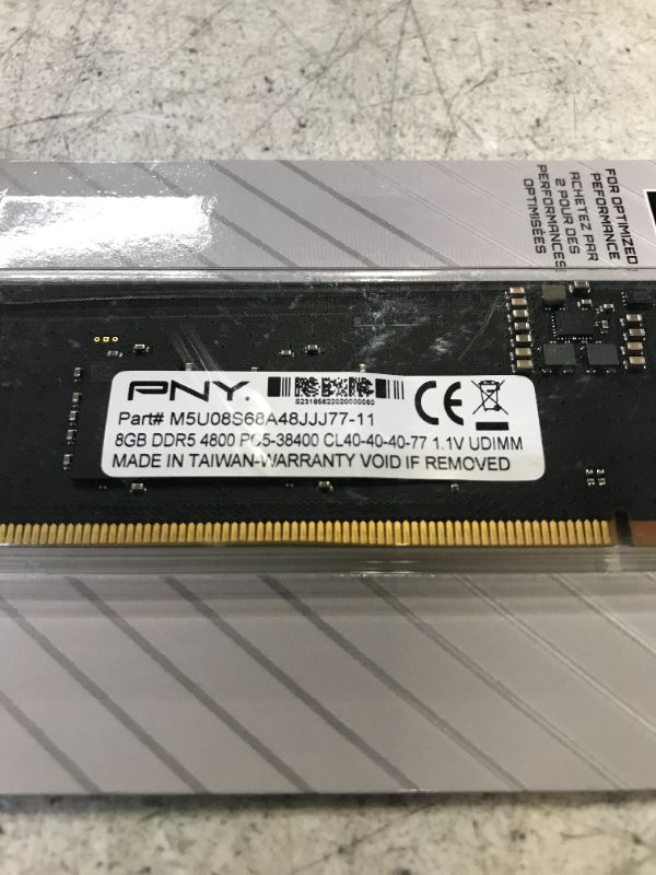 Photo 2 of PNY Performance 8GB DDR5 4800MHz (PC5-38400) CL40 1.1V Desktop (DIMM) Memory -