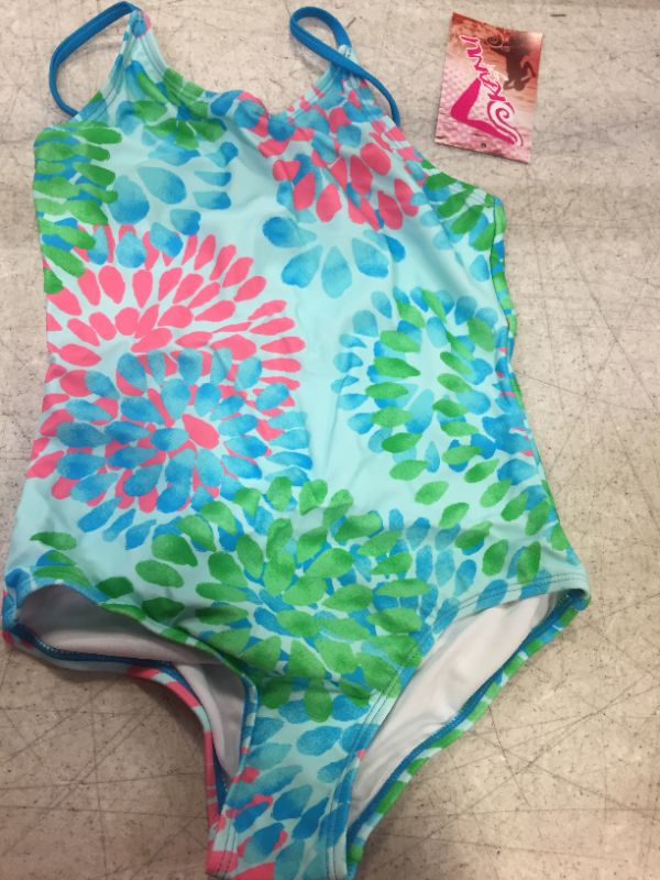 Photo 2 of Kanu Surf Big Girls' Daisy Beach Sport 1-Piece Swimsuit,, Daisy Blue, Size 10.0 