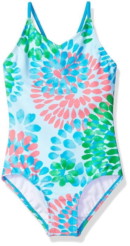 Photo 1 of Kanu Surf Big Girls' Daisy Beach Sport 1-Piece Swimsuit,, Daisy Blue, Size 10.0 