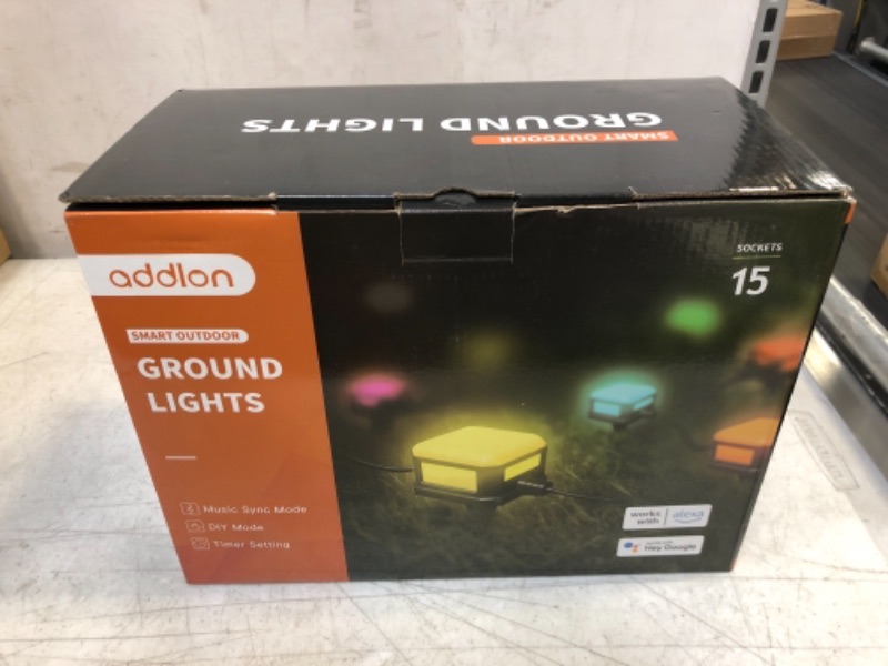 Photo 3 of addlon Outdoor Ground Lights, 48ft Multicolor Smart Pathway Lights, 15Pack IP65 Waterproof Smart Landscape Lighting, App Control Walkway Lights with 8 Scene Modes Patio Light for Yard Garden