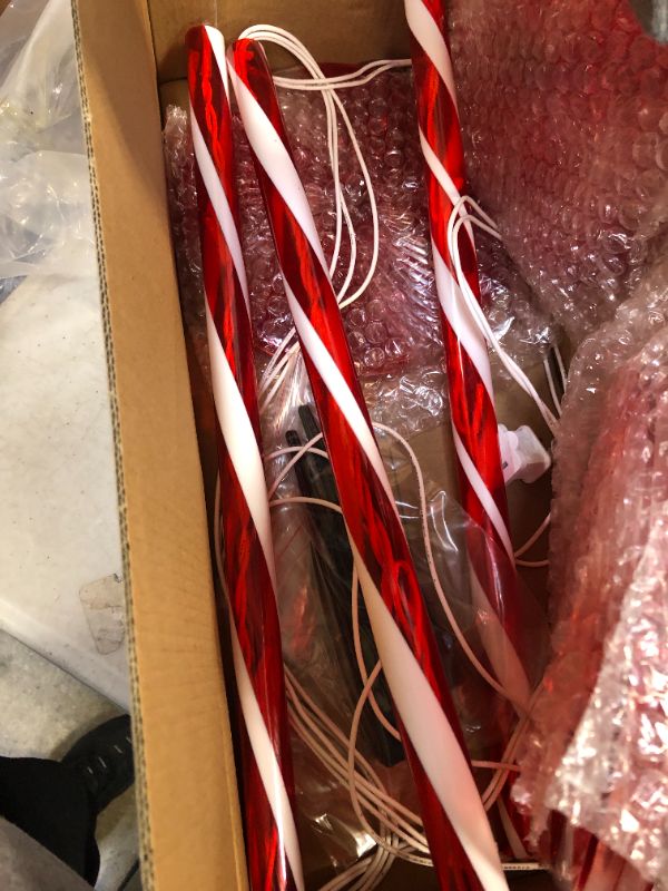 Photo 5 of 13 Pack Christmas Pathway Lights, Includes 10 Pack Christmas Candy Cane Pathway Lights and 3 Pack Lollipops Peppermint Pathway Lights Christmas Garden Stake Lights for Yard Walkway Outdoor Decoration
