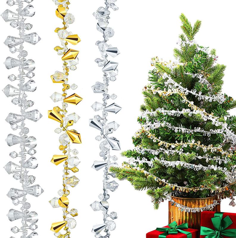 Photo 1 of 3 Rolls 10 Feet Clear Christmas Tree Garlands Crystal Acrylic Bead Garlands Large 
