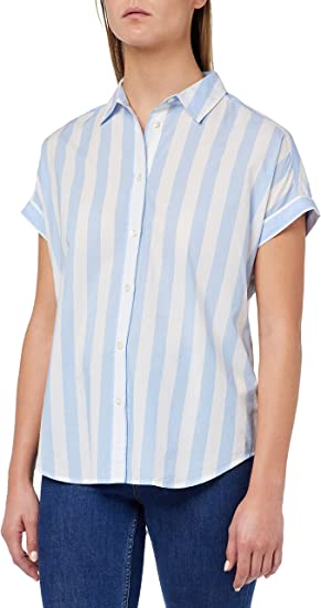 Photo 1 of Amazon Brand - Goodthreads Women's Oversized Lightweight Cotton Short-Sleeve Shirt  SMALL
