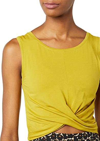 Photo 1 of Amazon Essentials Women's Soft Cotton Knot Front Cropped Yoga Tank    MEDIUM
