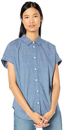 Photo 1 of Amazon Brand - Goodthreads Women's Oversized Lightweight Cotton Short-Sleeve Shirt  LARGE
