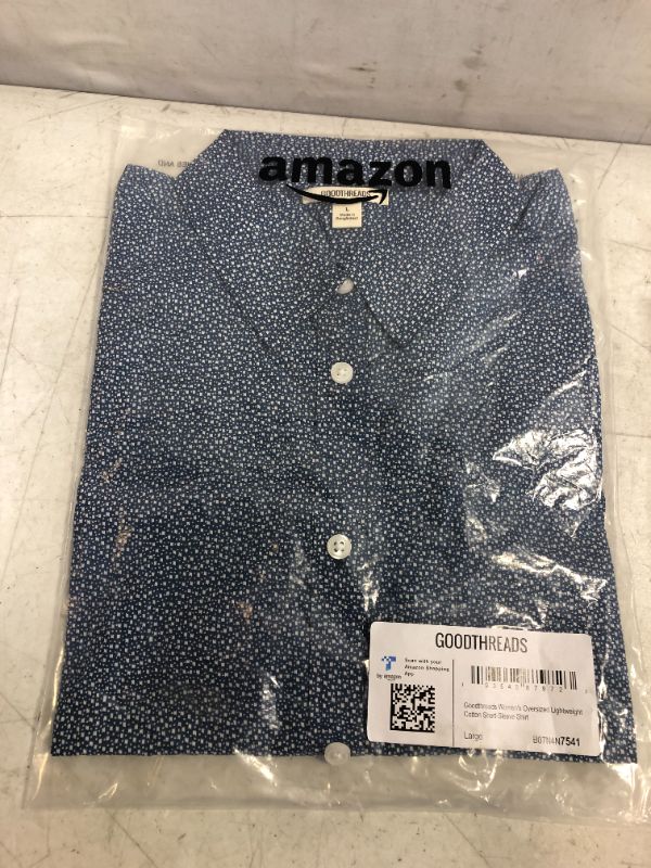Photo 1 of Amazon Brand - Goodthreads Women's Oversized Lightweight Cotton Short-Sleeve Shirt  LARGE
