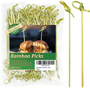 Photo 1 of 200PCS Food Toothpicks for Appetizers,4.7 Inch Bamboo Cocktail Picks Skewers, Fruit Sticks, for Breakfast Sandwiches Hamburger Fruit and Parties Events