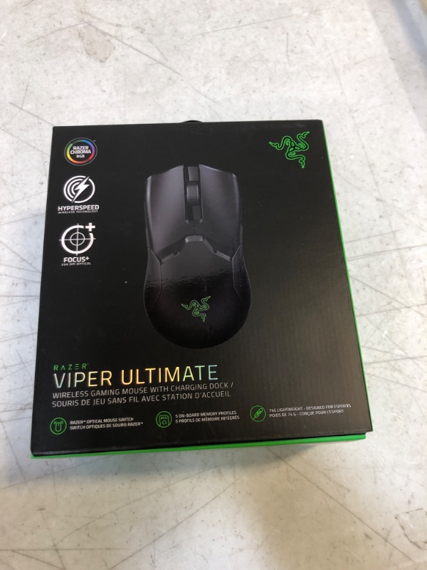 Photo 3 of Razer Viper Ultimate Hyperspeed Lightweight Wireless Gaming Mouse & RGB Charging Dock: Fastest Gaming Mouse Switch - 20K DPI Optical Sensor - Chroma Lighting - 8 Programmable Buttons - 70 Hr Battery Classic Black Mouse + Dock