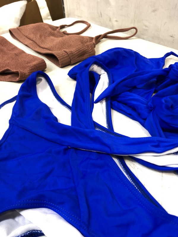 Photo 2 of 2 WOMENS SWIMSUITS: blue size large; mauve top size large; mauve bottom size medium