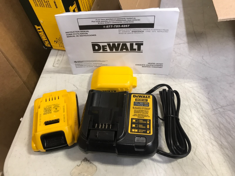 Photo 3 of DEWALT DCHJ076A Heated Heavy Duty Work Coat Kit with 2.0Ah Battery and Charger Tobacco, SIZE Large
